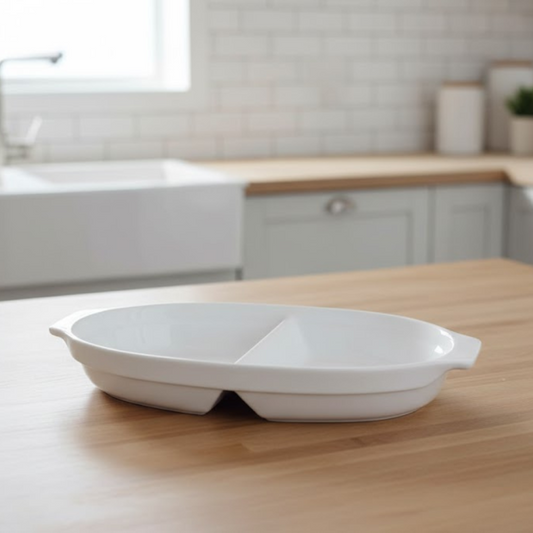 Brilliant 9inch Divided Ceramic Serve Plate