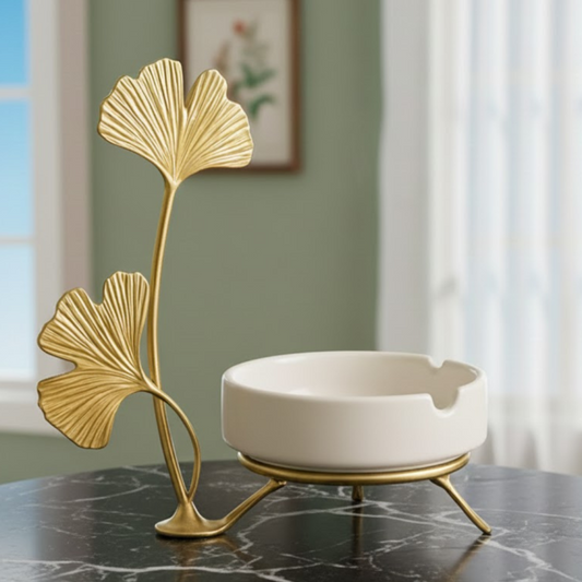Luxury Ceramic Ginkgo Leaf Ashtray