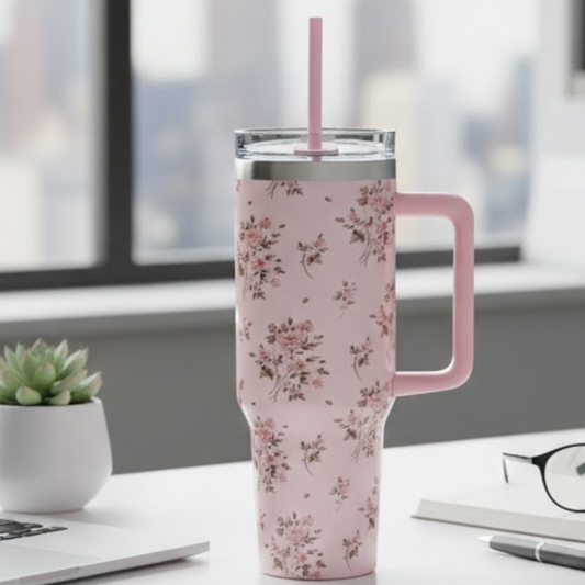 Pink Floral Insulated Tumbler 40oz