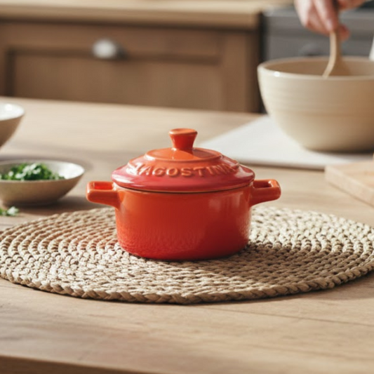 Brilliant Stoneware Mini Stew Pot with Lid 4 Inch Table Casserole