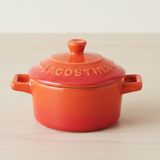 Brilliant Stoneware Mini Stew Pot with Lid 4 Inch Table Casserole