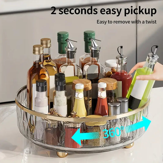 Rotating Organizer For Kitchen Use & Cosmetic Storage Multipurpose Transparent Acrylic