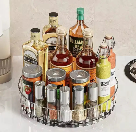 Rotating Organizer For Kitchen Use & Cosmetic Storage Multipurpose Transparent Acrylic