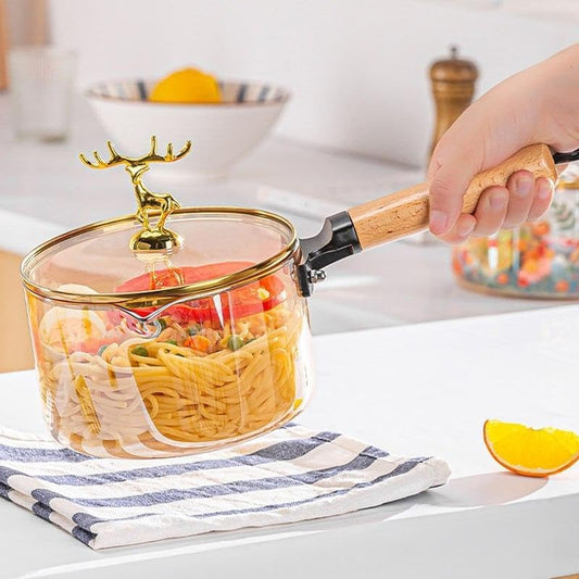 High Borosilicate Heat Resistant Glass Pot 2.5 Liter Cooking & Serving Pot