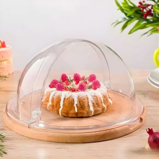 Limon Roll Top Serving Tray With Wooden Base