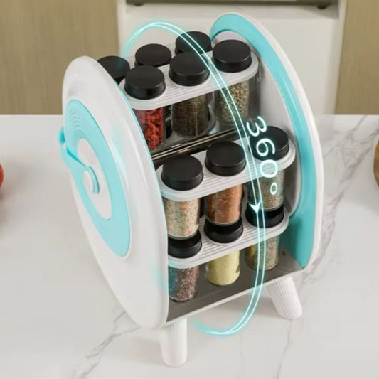 18 Jar Rotating Spice Rack Revolving Kitchen Spice Organizer