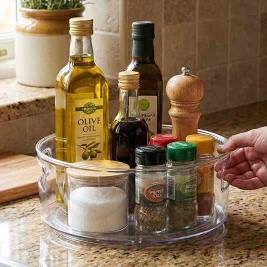 Limon Multi Use Acrylic Rotatable Tray With Handles