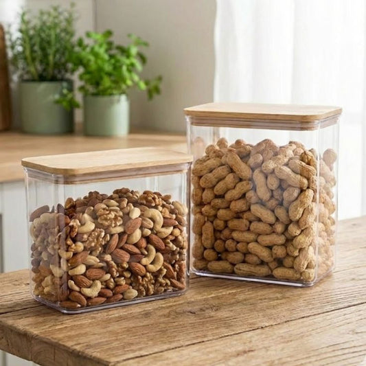 Limon Rectangular Airtight Wood Top Canister