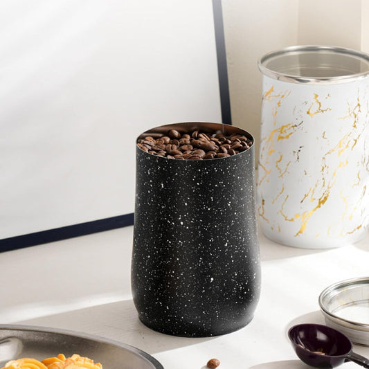 Metal Jar 1000ml with Plastic Spoon Airtight Storage Container for Kitchen