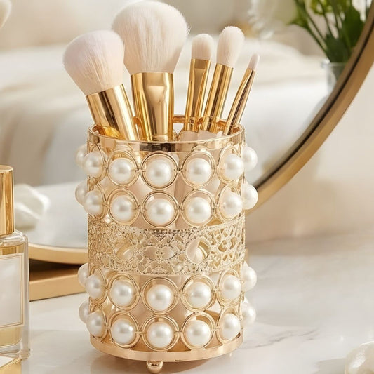 Metal Makeup Brush Holder Round