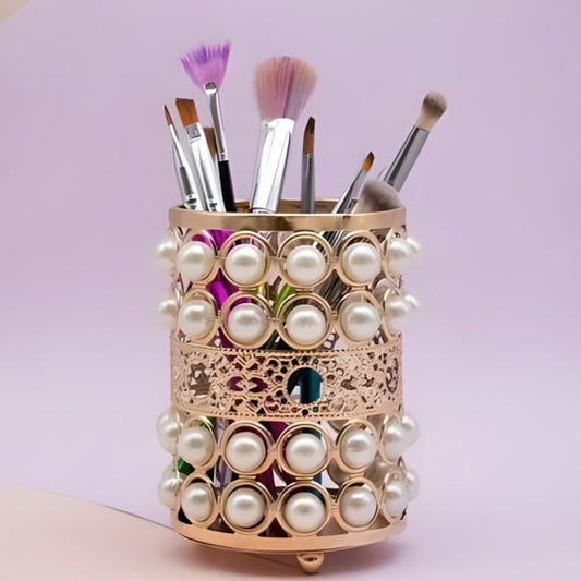 Metal Makeup Brush Holder Round