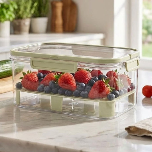Portable Refrigerator Acrylic Crisper Box – With Divider Plate & Ice Packs