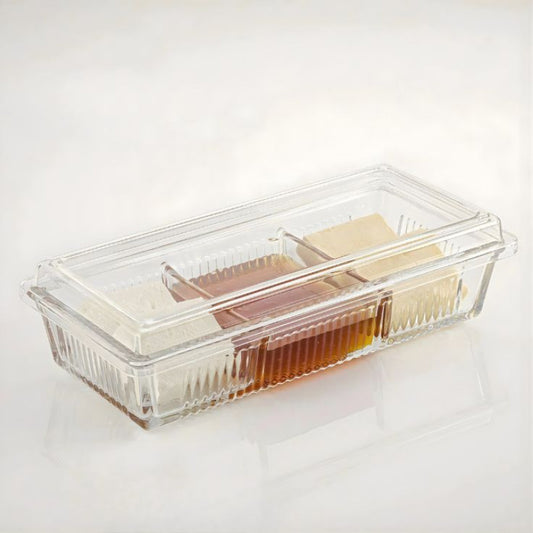 Limon Divido Glass Snack Tray With Lid