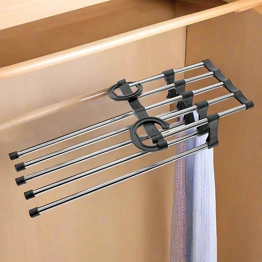 Adjustable Trousers Pants Hanger Organizer Space Saving Closet Rack