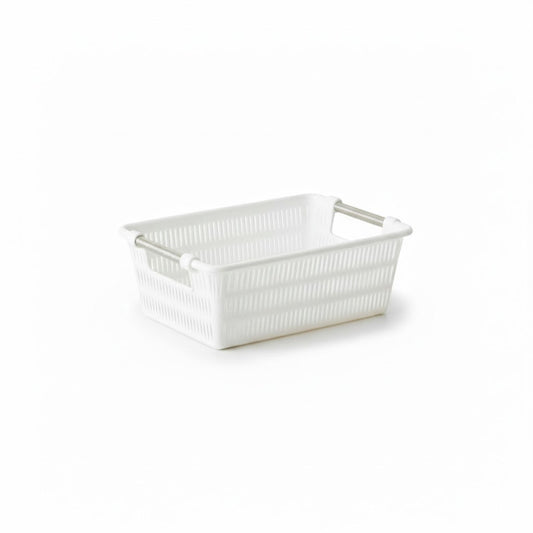 Limon Rectangle Bamboo Large Basket with Steel Handles