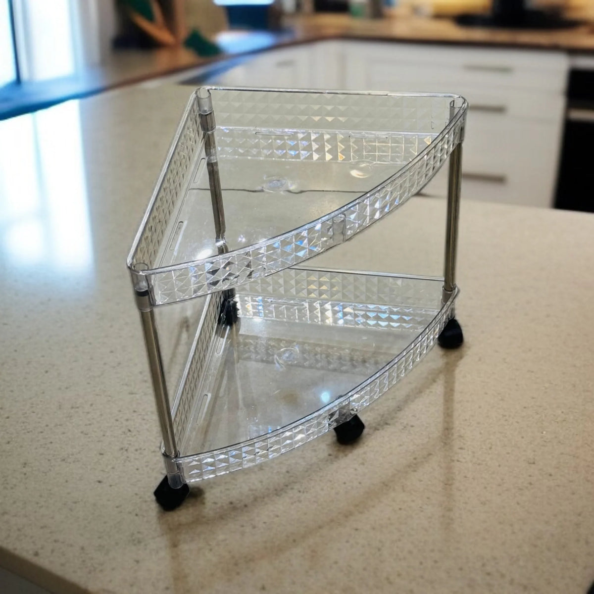 Triangular Base Trolley Acrylic Triangle Corner Trolley 2 Layer Storage Organizer – Homazing