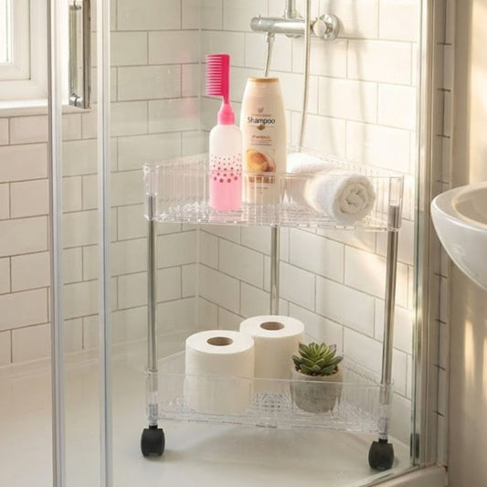 Acrylic Triangle Corner Trolley 2 Layer Storage Organizer