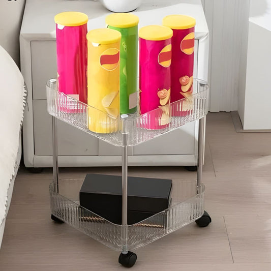 Acrylic Triangle Corner Trolley 2 Layer Storage Organizer