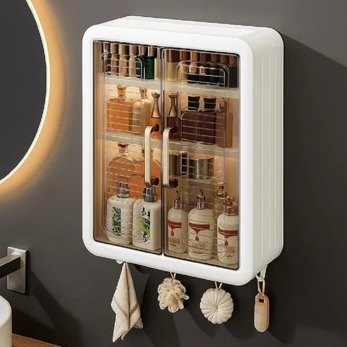 Wall Mounted 3 Layer Storage Cabinet Punch Free Organizer Rack