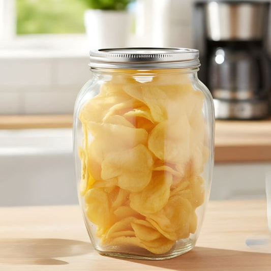 Ziba Airtight 1420 ML XL Glass Jar With Silver Lid