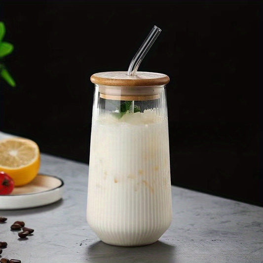 Juice Glass with Glass Straw – Reusable Beverage Cup