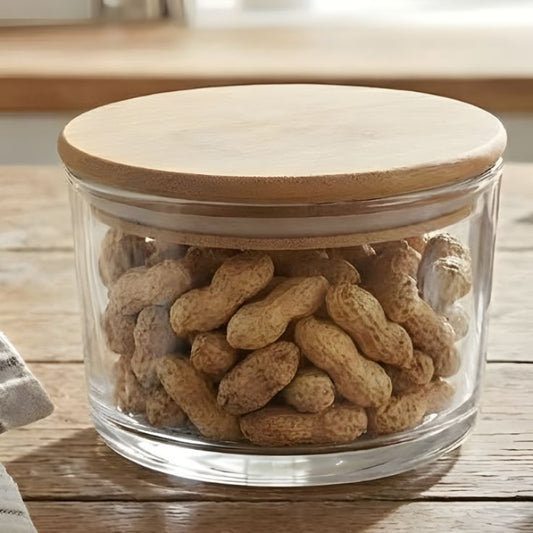 Ziba Airtight 1400 ML Glass Container With Wooden Lid