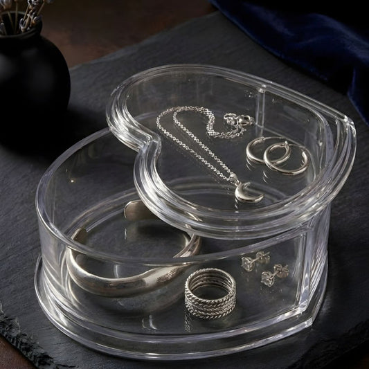 Acrylic Heart Shaped Transparent Jewellery Box – Elegant Storage Organizer