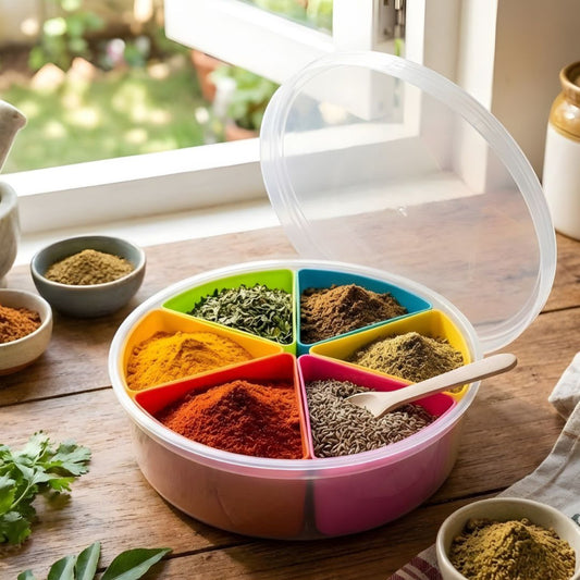 Round 6-in-1 Partition Kitchen Seasoning Box