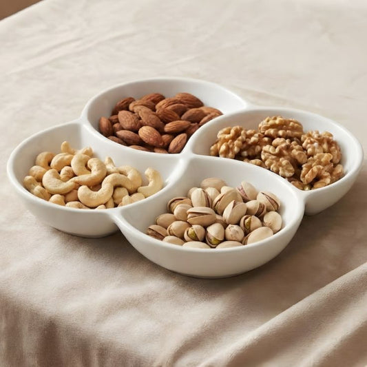 4 Section Melamine White Serving Platter