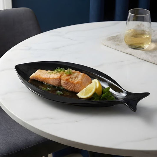 Melamine 1 Piece Black Trout Fish Serving Platter