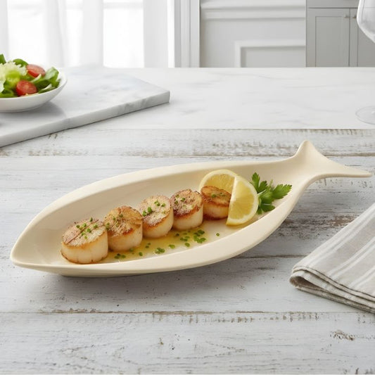 Melamine 1 Piece Cream Trout Fish Serving Platter