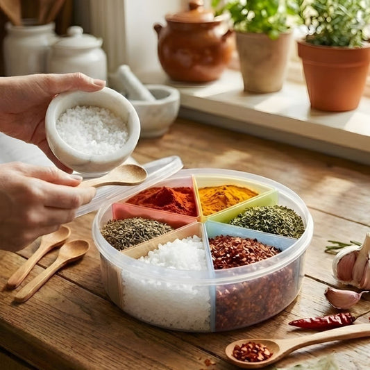 Round 6-in-1 Partition Kitchen Seasoning Box