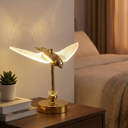Luxury Gold Bird Figurine Night Light Lamp With Touch Control