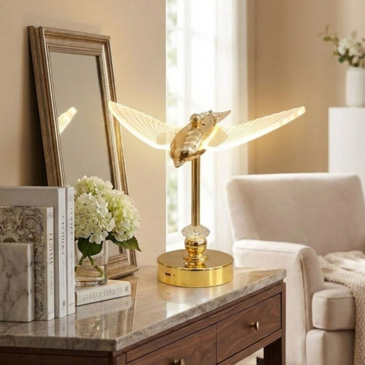Luxury Gold Bird Figurine Night Light Lamp With Touch Control