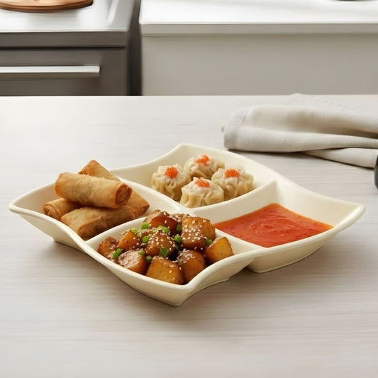 Wavy 4 Portion Cream Tray One Piece for Serving
