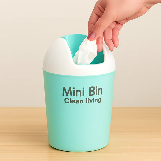 Mini Plastic Desktop Trash Bin Small Waste Basket for Office, Home & Study