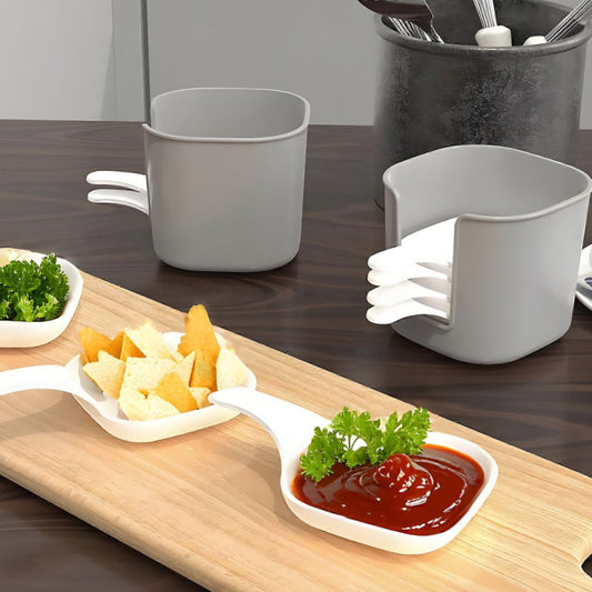 Snack Serving Plates with Storage Holder 6 Pc Set