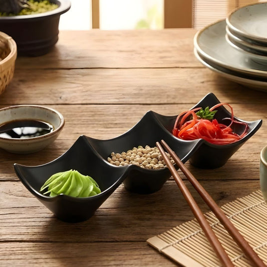 3 Section Sauce Dipping Dish Multi Purpose