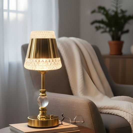 Crystal Spire Gold LED Desk Lamp