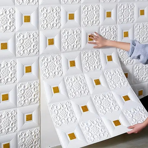 Pack of 4 White Bricks with Golden Spot