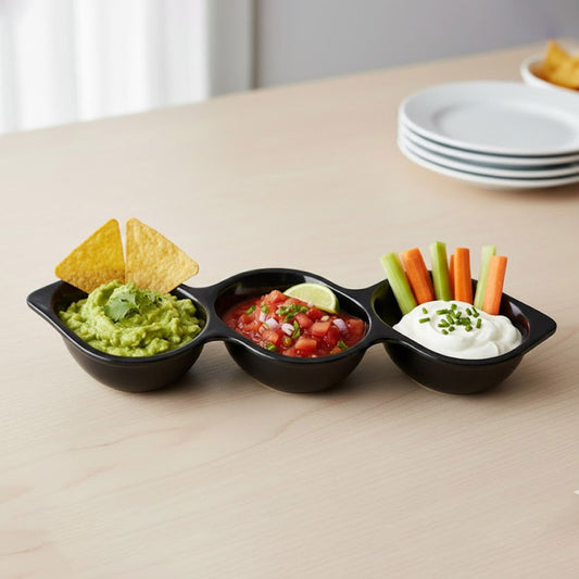 Triple Section Melamine Sauce Dip Tray