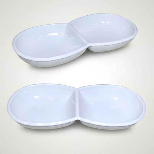 Melamine Vintage Sauce Divider White Serving Dish