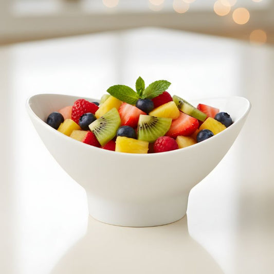 Melamine Lotus Medium Serving White Bowl