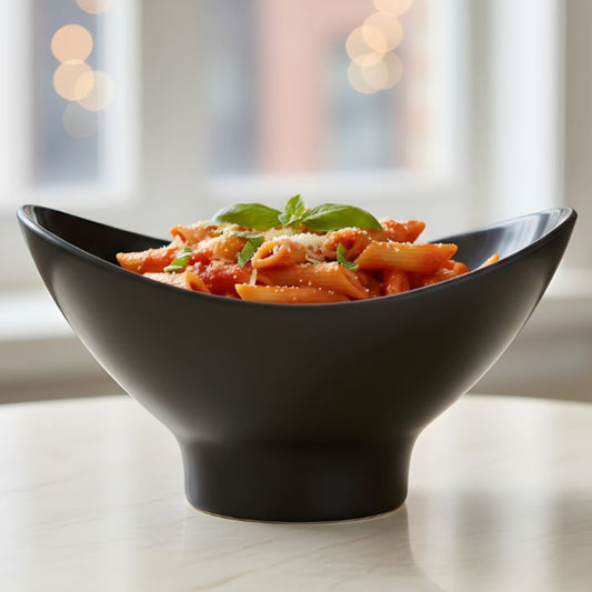 Melamine Lotus Large Serving Black Bowl