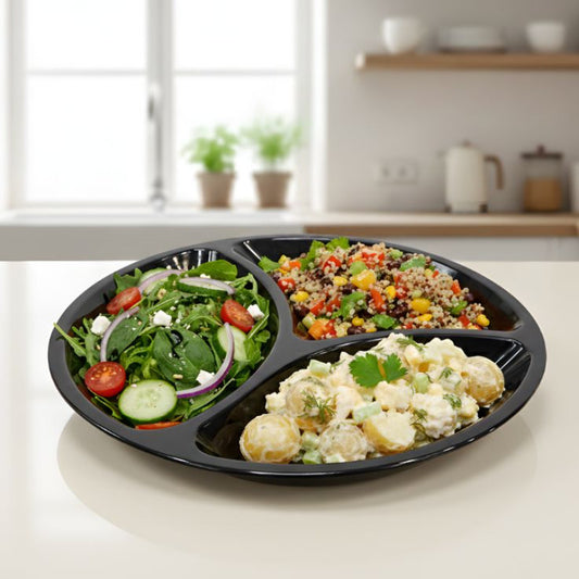 Melamine Euro Divider Black Serving Dish