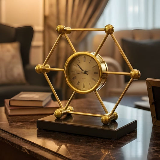 Hexagon Mantel Marble Clock Elegant Decorative Table Clock