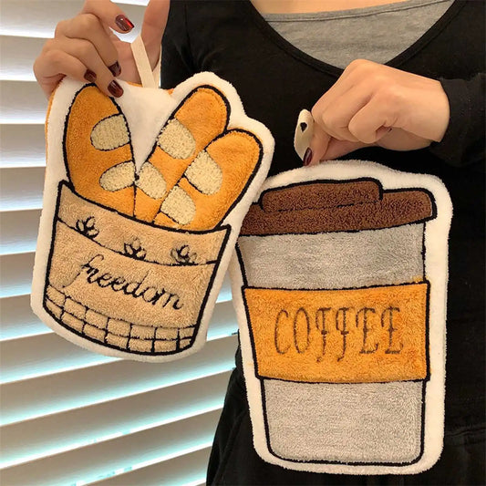 Cartoon Pattern Hand Cloth Towel Soft Absorbent Hanging Hand Towel