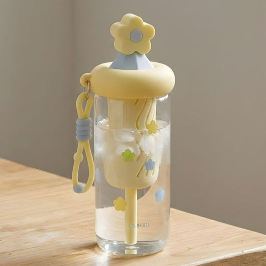 Glass Sipper Cup Stylish Drinking Glass with Straw