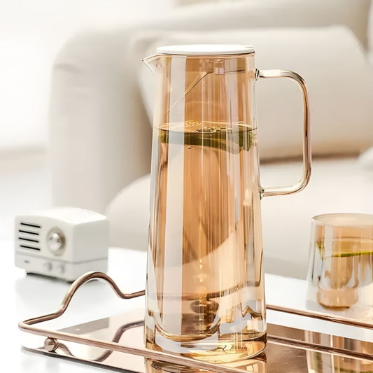 Glass Water Jug 1800ML Premium Transparent Drinking Pitcher