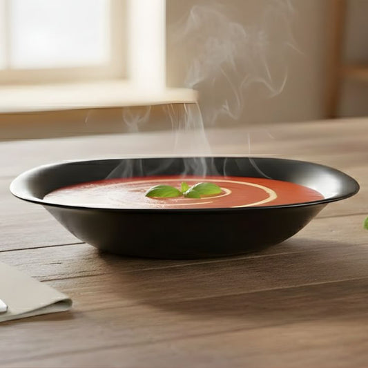 Melamine 9 Inch Black Serving Soup Plate